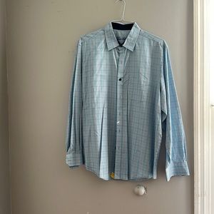 Tasso Elba blue plaid men’s large button up shirt